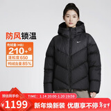 耐克NIKE女冬季短款连帽羽绒服 运动防寒外套 泡芙服HF7871-010黑M