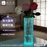 九千谷夜光花瓶玻璃高级感客厅摆件直筒鲜花插花水养水培容器高30cm1050