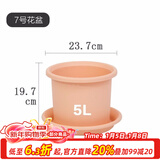 爱丽思（IRIS）花瓶彩色Deepot圆形月季铁线莲花盆园艺批发树脂花盆塑料盆 7号皮肤粉【带托