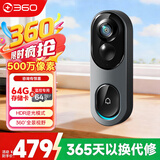360可视门铃6Pro家用500万清画质智能电子猫眼360度全景监控家用监控智能门铃电子猫眼摄像 【80%客户选择】64G内存卡套餐 360可视门铃 升级500W像素
