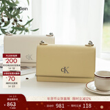 Calvin Klein【新年礼物】通勤单肩包荔枝纹包包金属搭扣链条翻盖CK女包斜挎包 GTR-牛乳白 OS
