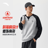 安踏（ANTA）卫衣男女秋季百搭情侣长袖T恤男士圆领套头衫潮流运动休闲打底衫 【加绒-简约时尚】CD28灰花灰7712-1 2XL