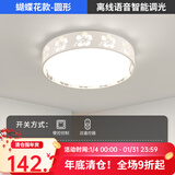 凡甄 led吸顶灯圆形卧室灯客厅灯创意书房儿童房温馨简约灯饰灯具套餐 蝴蝶花47CM离线语音调光