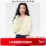 佐丹奴长袖针织衫女春季新款软糯纽扣门筒翻领针织polo衫13355787