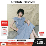 UR2025夏季新款女装复古牛仔荷叶边牛仔连衣裙UWG850114 蓝色 XL