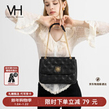 VANESSA HOGAN VH女包茵然软包菱格太阳神系列斜挎包链条腋下包单肩包新年礼物 黑色大号（容量升级）