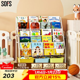 SOFS儿童书架绘本架简易落地宝宝小书柜铁艺幼儿置物架书本玩具收纳架 XL码 (5+1)层 3盒黄蓝绿