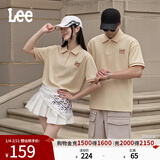 Lee标准版防晒紫外线刺绣logo凉感短袖男女同款情侣polo衫休闲潮 卡其色 M