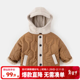 嘟嘟家儿童棉服冬装宝宝加厚棉衣男童上衣连帽女童棉袄冬季小童童装外套 咖色 90