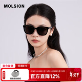 MOLSION情人节礼物陌森太阳镜百搭小方框墨镜男女款简约高级感驾驶MS3072 C10 镜框：酷感黑  镜片：灰色【偏光】 不配度数