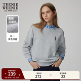 Teenie Weenie小熊秋季简约圆领套头卫衣学院风短款上衣休闲时尚女 浅灰色 M (165)