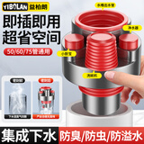 益柏朗厨房下水管道三通接头四合一防臭神器防反溢排水专用止逆阀密封塞