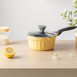 北鼎（Buydeem）小奶锅18 迷你锅宝宝辅食锅温奶汤锅一人用平底锅不粘锅泡面锅 小鹅黄|不粘奶锅 18cm