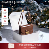 CHARLES&KEITH复古锁扣豆腐包单肩斜挎包包女包生日礼物CK2-80781400 Dark Brown深棕色CK2-80782444 S/M