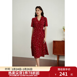 独束大码女装法式小翻领连衣裙女夏季新款遮肉显瘦雪纺裙子 红色-长款 XL （尺码：3）