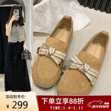 星期六（St&Sat）单鞋女复古蝴蝶结平底女鞋气质软底乐福鞋 SSC3111F4E 棕色 37