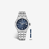 艾美（MAURICE LACROIX）瑞士男表瑞表机械表高端原装进口手表钢带夜光腕表生日礼物 39mm-钢带-蓝面-赠皮带