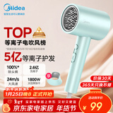 美的（Midea）5亿等离子护发电吹风 家用负离子护发吹风筒 1800W大功率便携吹风机 FJ308绿 年会奖品 生日礼物