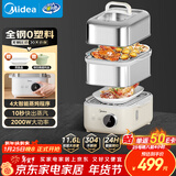 美的（Midea）电蒸锅蒸魔方Air多功能锅11.6L隔水炖锅蒸汽锅0塑0涂层蒸笼不锈钢智能家用多用途锅MZ-ZGS302002