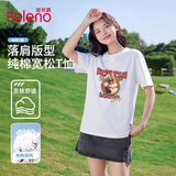 班尼路（Baleno）100%纯棉宽松款短袖T恤女2026年夏季休闲时尚百搭学院风穿搭上衣