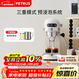 柏翠(petrus)  咖啡机小白醒醒意式浓缩咖啡机全半自动家用小型打奶泡PE3366  新年礼物