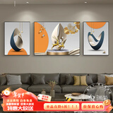 瑞尚（RUISHANG） 轻奢客厅装饰画大气抽象沙发背景墙挂画现代简约别墅三联画 福鹿生辉A 左右50*70+中100*70晶瓷面金框