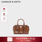 CHARLES&KEITH25冬新品褶皱包挂手提小方包波士顿包新年礼物送女友CK2-30671820 Chocolate巧克力色 S