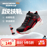 Skechers斯凯奇儿童秋冬休闲男女童二棉鞋轻质加绒保暖靴405222L/302583L 男童/黑色/红色/BKRD 34