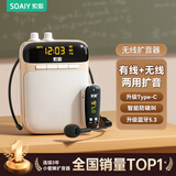 索爱（soaiy）S-518 FM无线小蜜蜂扩音器教师专用U盘TF卡麦克风喇叭导游收音机蓝牙户外音箱音响便携式 油彩白