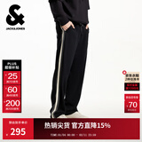 杰克·琼斯（JACK&JONES）26年裤子男撞色卫裤宽松直筒男裤微弹休闲两道杠运动裤秋冬季男装 E40黑色 30 170偏大，建议拍小一码