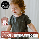 nest designs婴儿竹丽尔短袖连体衣爬服和尚春夏新生儿宝宝包屁衣 炭笔灰 90cm （建议80-92cm）