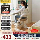 米粒生活F0儿童学习椅子书房写字椅小学生家用可升降座椅凳追背椅121F棕