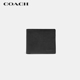 蔻驰（COACH）【品牌直供】男士短款折叠牛剖层革钱包卡包黑色67630礼物
