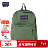 JANSPORT杰斯伯书包轻便双肩包男女旅行包简约背包电脑包学生校园 4QUTKM1军绿色-带侧边袋