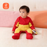 贝瑞加（Babyprints）婴儿连体衣宝宝秋冬拖地护肘爬服防脏擦地哈衣包手包脚衣服 红80