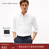 Tommy Hilfiger【牛津纺】25秋冬新款男女商务休闲易打理纯色条纹长袖衬衫 【小绣标纯色衬衫】-白色YCI M （推荐：135-150斤）