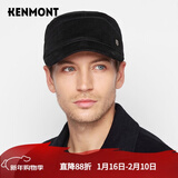 卡蒙（Kenmont）冬季保暖平顶帽男户外百搭棉灯芯绒男士秋冬鸭舌帽2121 石墨黑（夹棉加厚款） 均码 可调节58cm