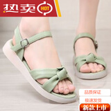 大东女士罗马凉鞋女2025年夏季新款细带沙滩鞋平底防滑不累脚孕妇凉鞋外穿 绿色 38