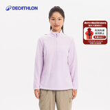 迪卡侬（DECATHLON）户外透湿抓绒女加厚摇粒绒抓绒衣保暖外套冲锋衣内胆MH100 半拉链-柔紫色 XL