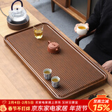 唐丰高端茶盘家用轻奢现代电木纹排水茶台茶具接水管排水式功夫茶托盘 直条茶盘50x28