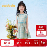 巴拉巴拉童装女童裙子2024夏装儿童连衣裙无袖格纹法式田园风208224111014