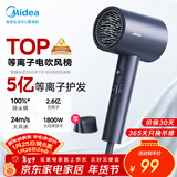 美的（Midea）5亿等离子护发电吹风 家用负离子吹风筒 1800W大功率快干吹风机 FJ308蓝 年会奖品 生日礼物推荐