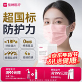 维德（WELLDAY）一次性医用外科口罩100只粉色10只/袋*10无菌级防花粉防沙尘保暖