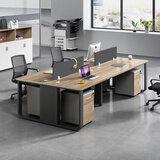 嘉航 新款办公桌 升级款屏风工位办公桌办公家具职员电脑桌 浅柚木色 6人位（带柜椅）