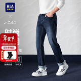 HLA海澜之家厚款牛仔裤男山不在高系列时尚休闲绣花裤子男冬季