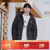 adidas 保暖鸭绒连帽羽绒服男女同款阿迪达斯官方轻运动 黑色   XL