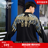 BOY LONDON【孔雀之翎】春秋宽松潮牌圆领情侣款刺绣卫衣N03009 蓝色 S