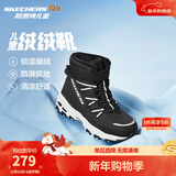 Skechers斯凯奇儿童绒绒靴雪地靴保暖男童棉鞋防寒加绒高帮女童靴660092L 男童/黑色/白色/BKW 35