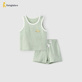 童泰（TONGTAI）宝宝背心套装夏季纯棉儿童衣服男女童外出可爱上衣短裤绿色80cm