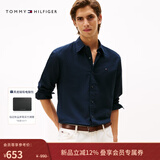 Tommy Hilfiger【牛津纺】25秋冬新款男女商务休闲易打理纯色条纹长袖衬衫 【牛津纺微弹衬衫】-深蓝色FAP S （推荐：120-135斤）